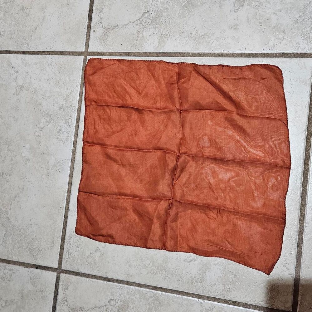 vintage boho cottagecore burnt orange square scarf rolled edges - Picture 4 of 6